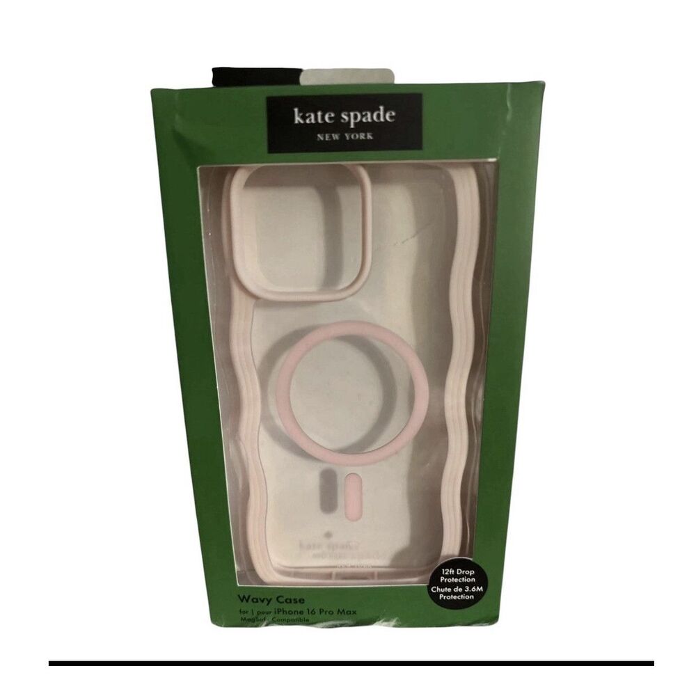 kate spade new york Wavy Clear/Pink Transparent Hard Case for iPhone 16 Pro Max